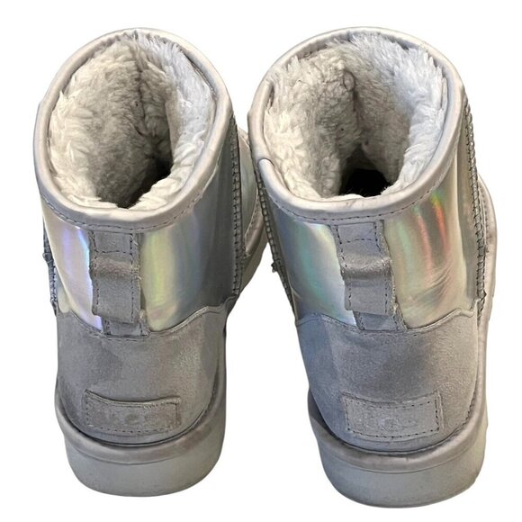 Ugg Classic Mini Iridescent Gracier Grey Sheepskin Leather Boots - Picture 6 of 8